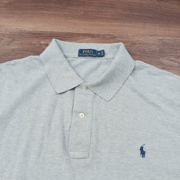 Ralph Lauren Polo Shirt Heather Gray 2XB 2X Big Men's Short Sleeve Cotton - Picture 1 of 4